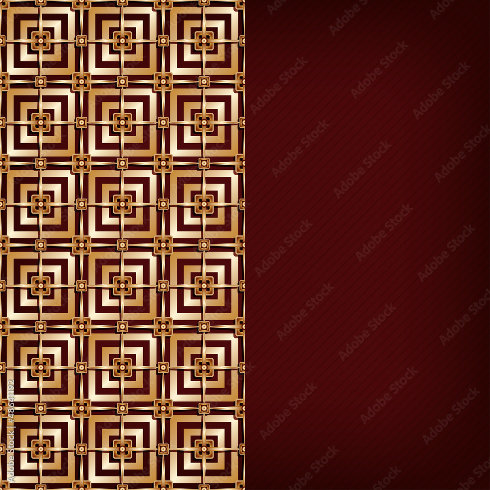 Brown background with gold pattern - vector illustration