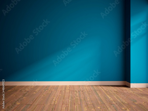 empty interior with a blue wall