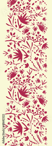 Vector painted abstract flowers and plants vertical seamless
