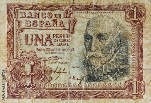 Antiguo billete de banco de una peseta