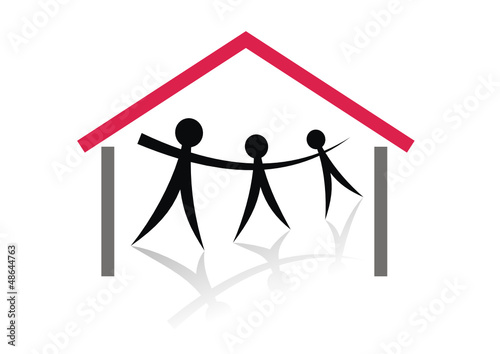 familie im haus