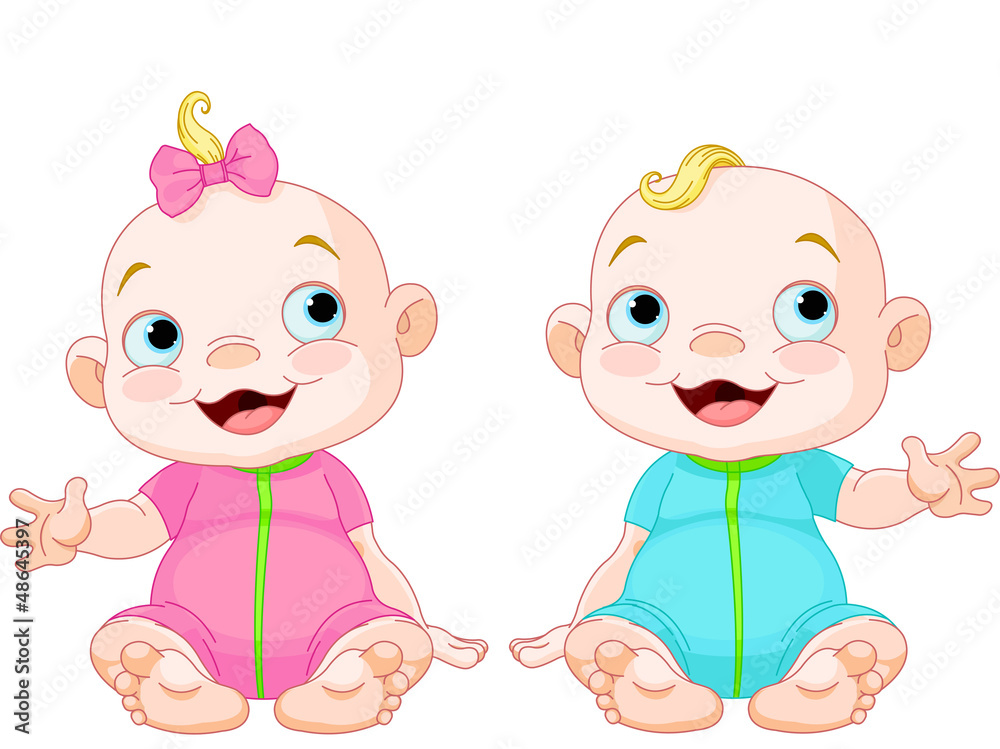 Cute smiling twins
