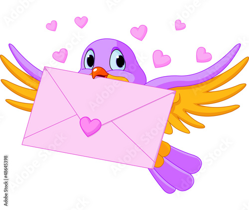Bird with love letter