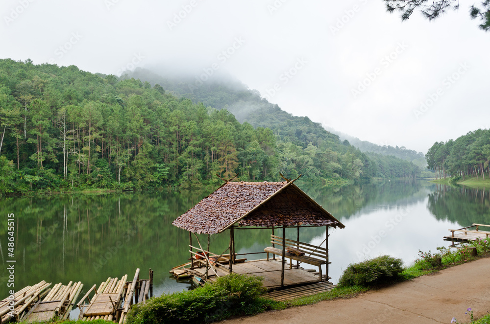 Pang Ung, Beautiful forest lake in the morning Pang Ung, Beautiful forest lake in the morning