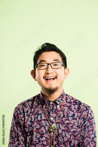 happy man portrait real people high definition green background