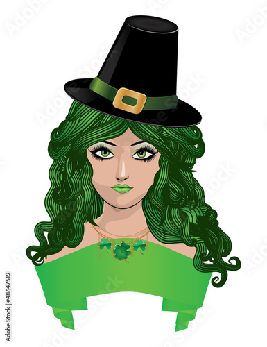 Leprechaun lady in black hat