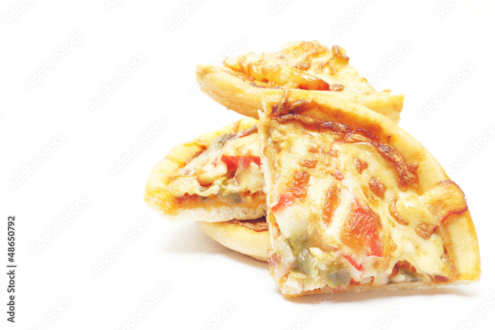 Pizza slices on white background