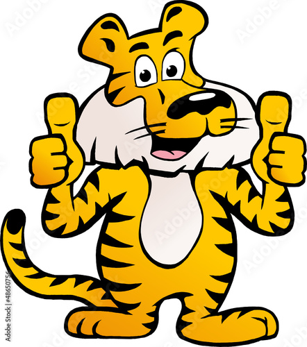 Fototapeta Naklejka Na Ścianę i Meble -  Happy And Proud Siberian Tiger  giving two thumb up