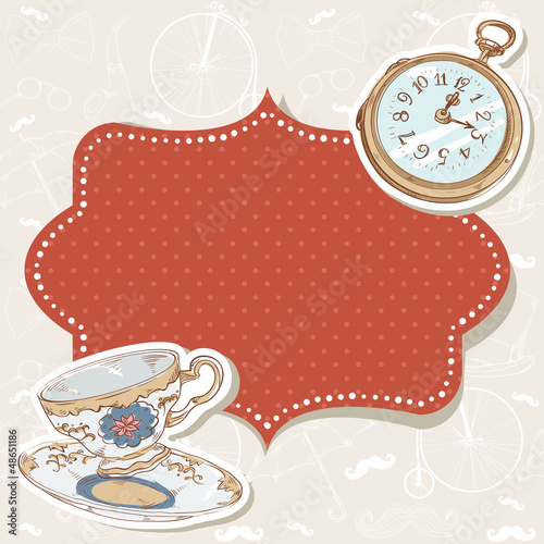 Romantic vintage invitation postcard
