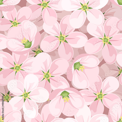 Seamless background with apple blossoms. Vector illustration.