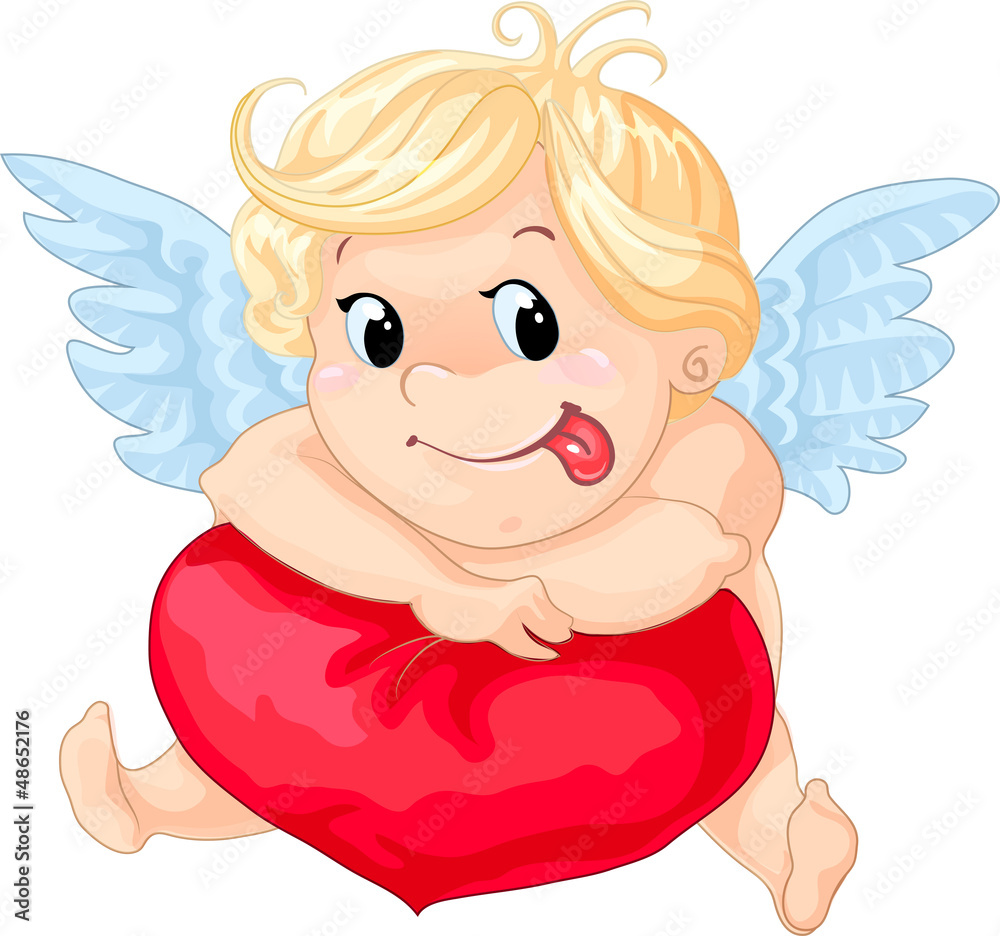 Cartoon cupid with heart Cartoon cupid with heart