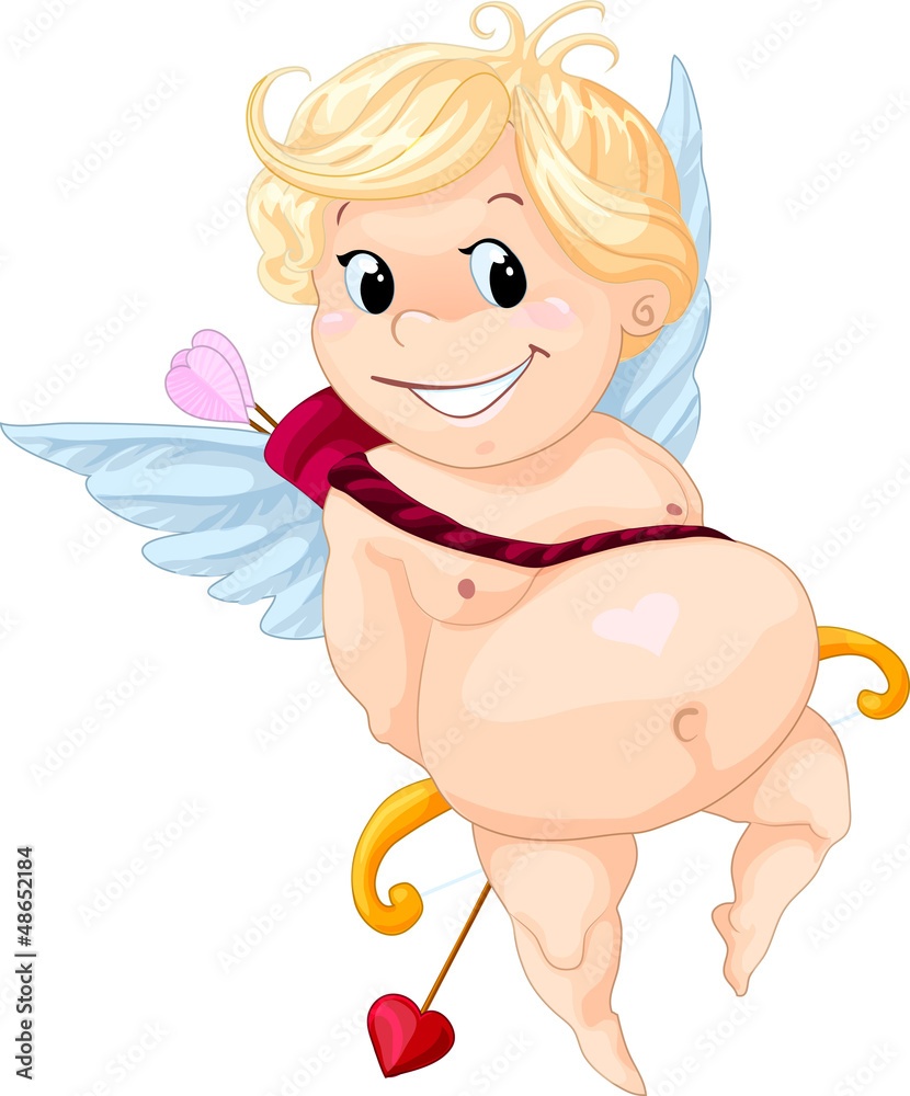 Fototapeta premium Smiling cartoon cupid