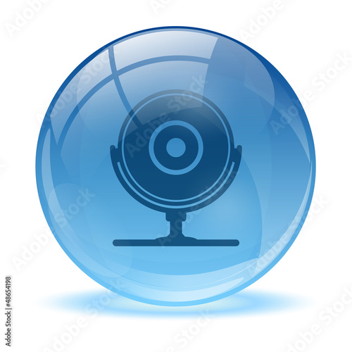 Blue abstract 3d web cam icon