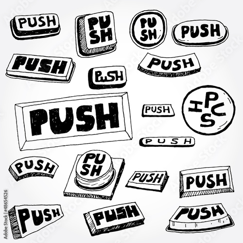 Set of Doodled Push Buttons