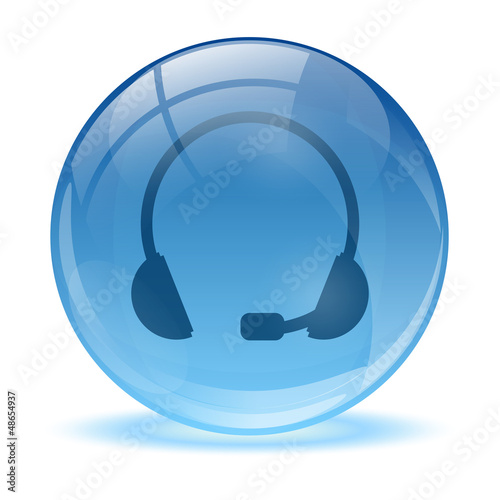 Blue abstract 3d headset icon