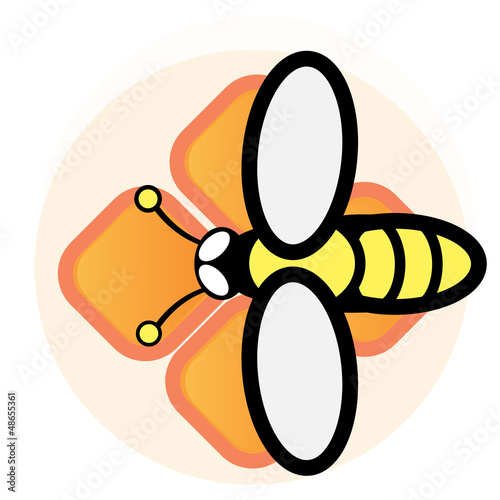 vector symbol of working bee on honey cell