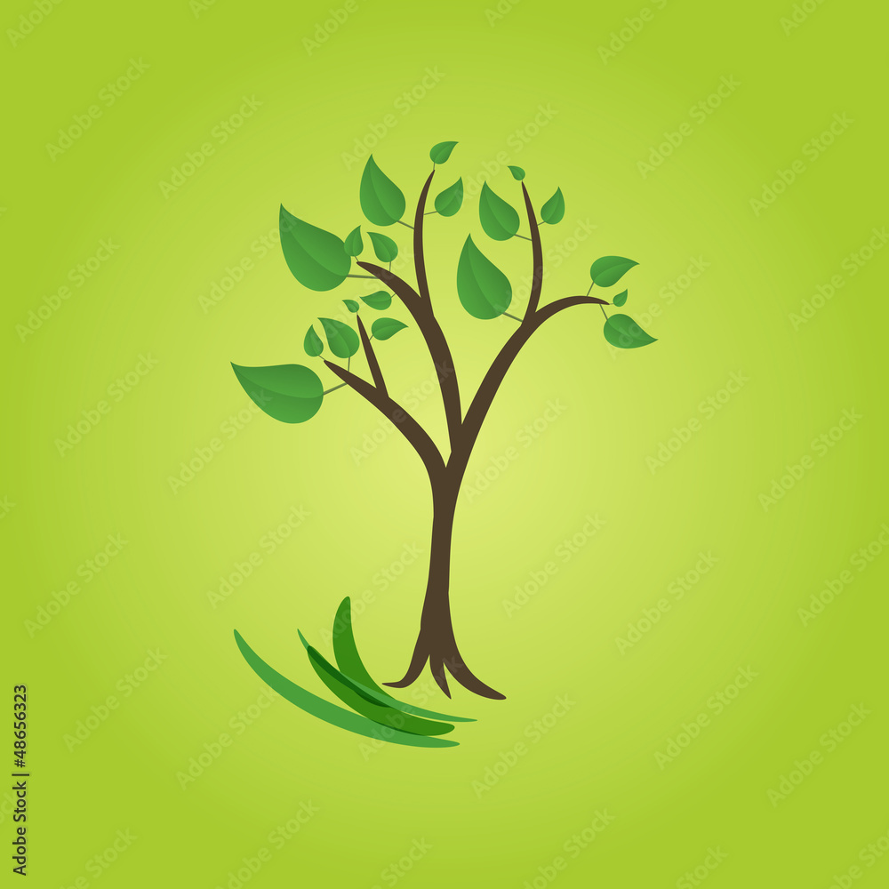 Obraz premium green tree on green background