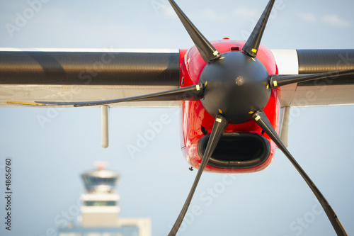 Propeller airplane at the airport © Chalabala