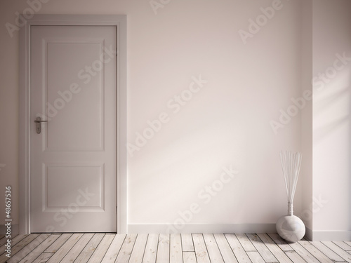 white empty interior with a white door