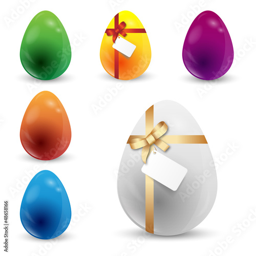 Easter eggs with ribbon