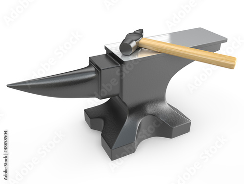 Hammer on a metal anvil