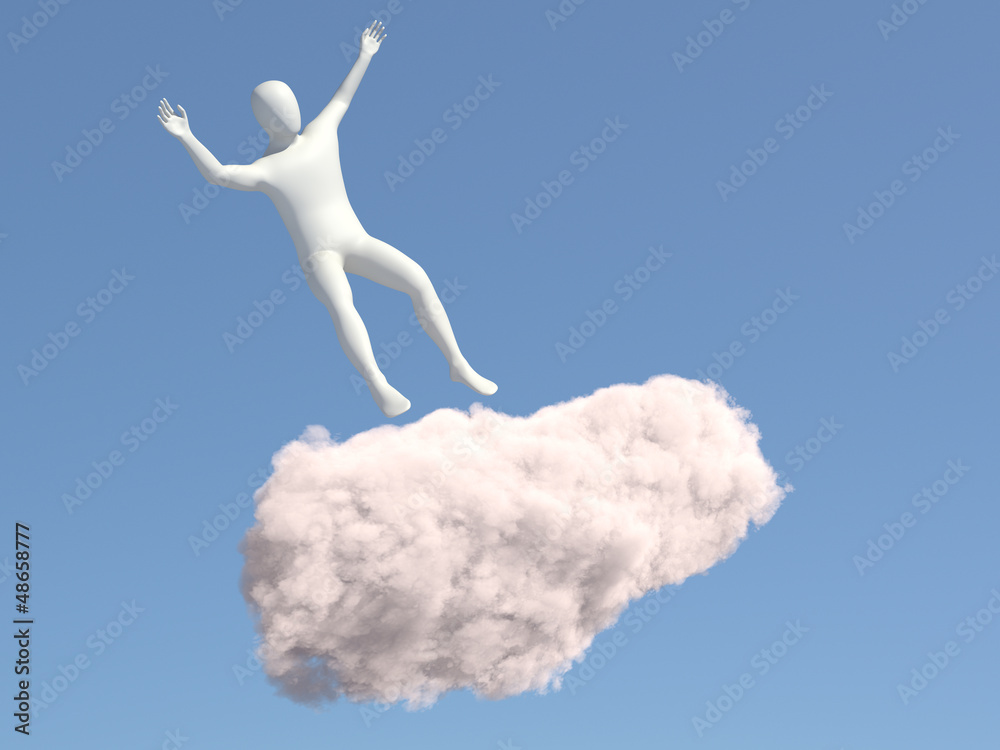 Abstract white man falls of the cloud Abstract white man falls of the cloud