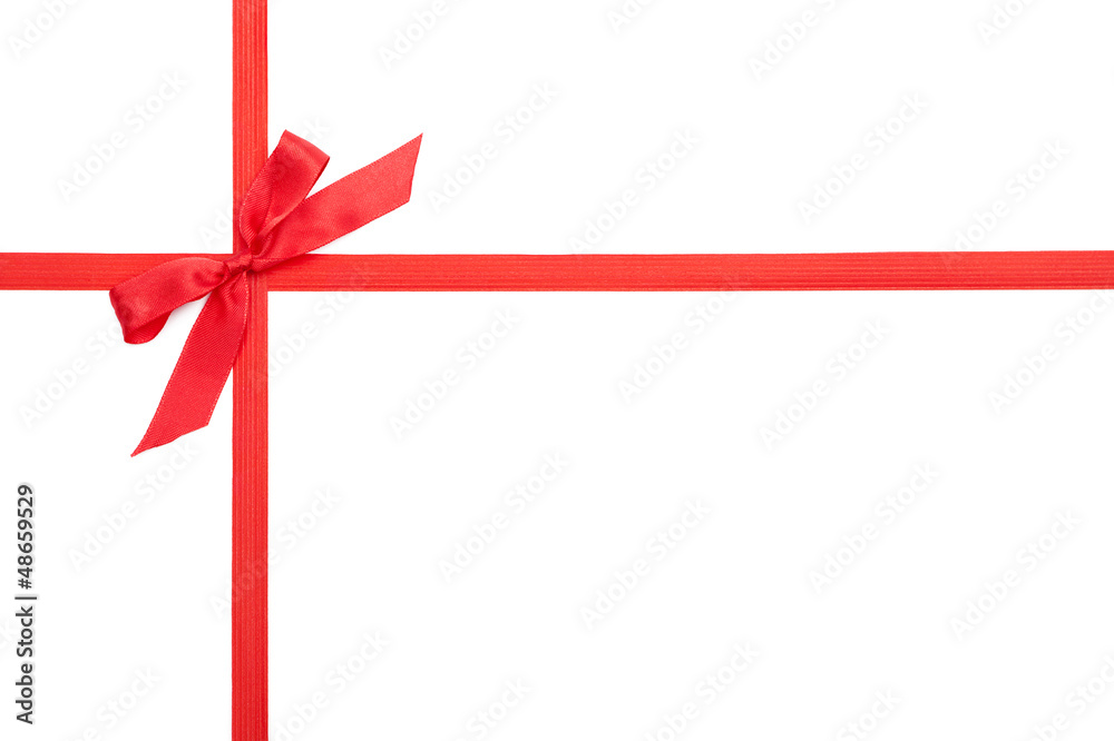 Red gift ribbon bow, isolated on white Red gift ribbon bow, isolated on white