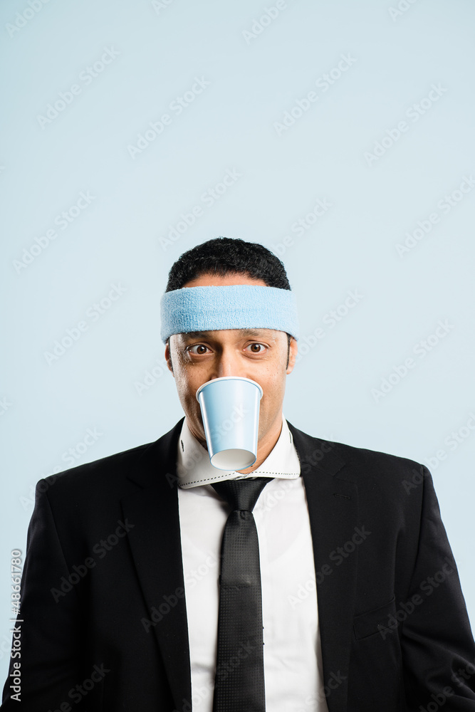 funny man portrait real people high definition blue background funny man portrait real people high definition blue background