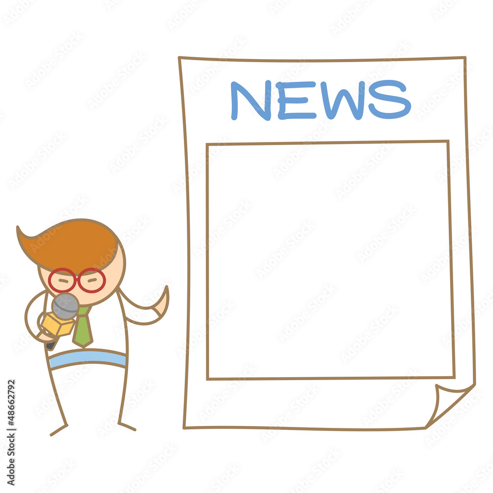 cartoon character of man speaking news on microphone cartoon character of man speaking news on microphone