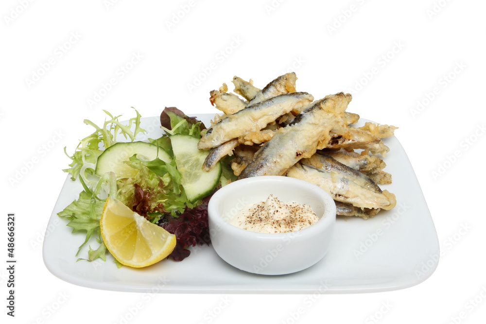 Whitebait on a plate