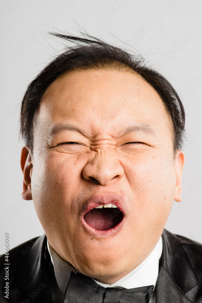 Obraz premium funny man portrait real people high definition grey background