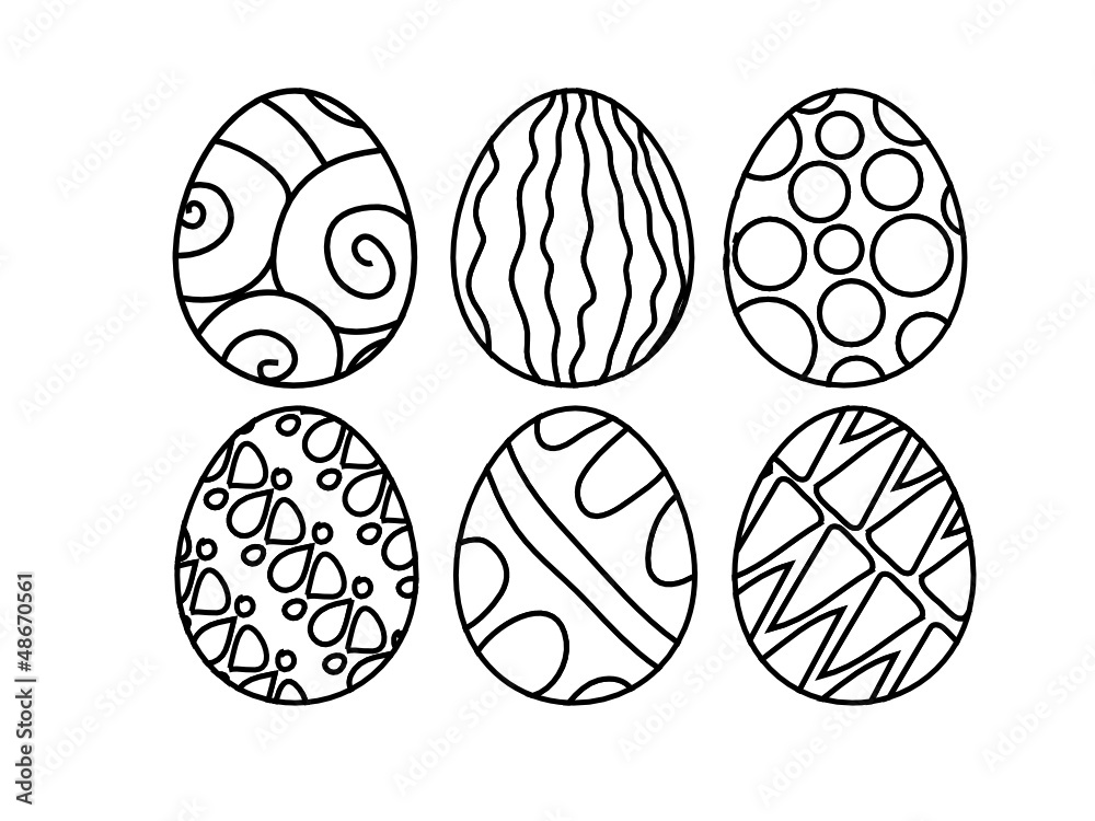 Fototapeta premium Outline easter eggs vector