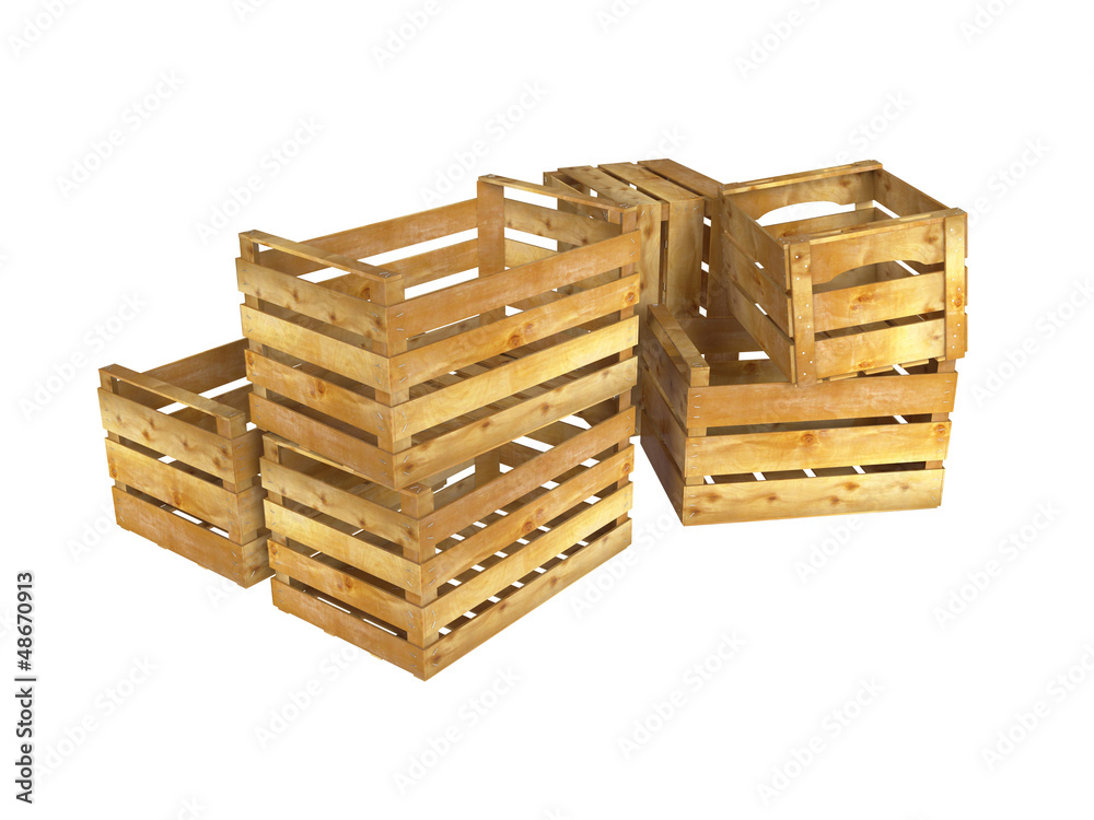 Wooden crates. 3D isolated Wooden crates. 3D isolated