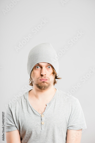 funny man portrait real people high definition grey background