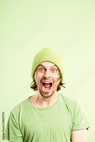 funny man portrait real people high definition green background
