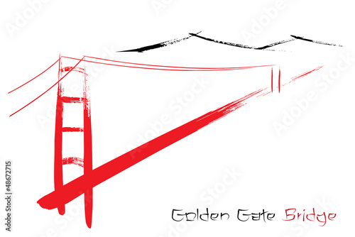 Golden Gate Bridge berated with a paintbrush