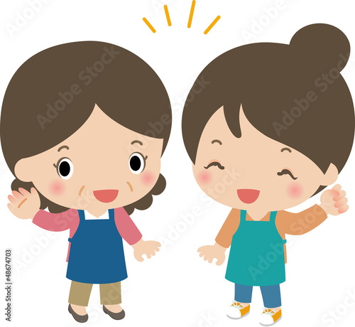 楽しそうなベテラン主婦と若い主婦