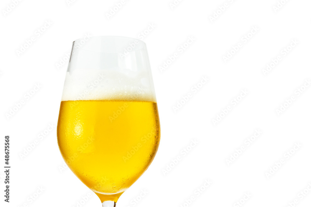 Closeup of beer in a glass isolated, with clipping path Closeup of beer in a glass isolated, with clipping path