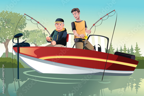 Father and son fishing