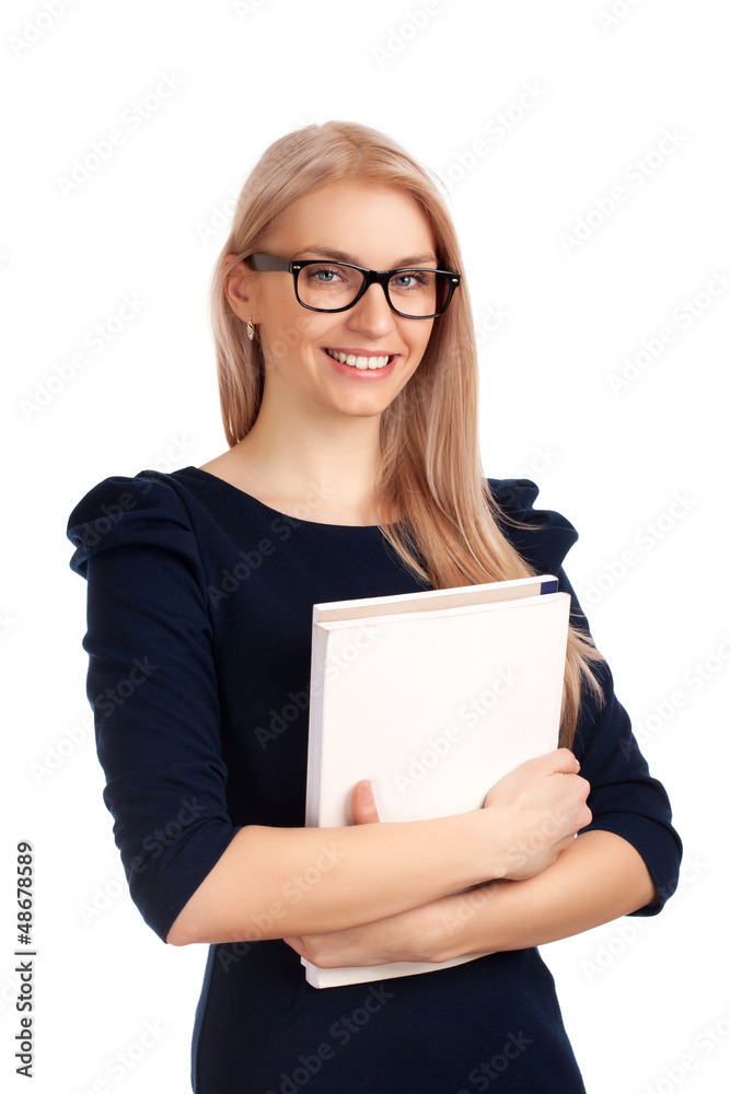 Student holding books Student holding books