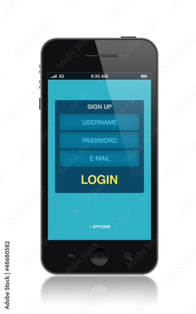 Modern smartphone with login interface Modern smartphone with login interface