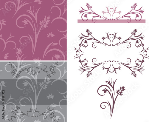Set of ornamental backgrounds and elements