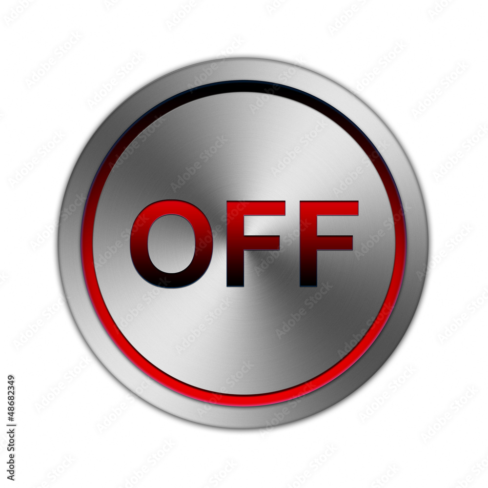 Button OFF metallic silber mit rotem glow Effekt Button OFF metallic silber mit rotem glow Effekt
