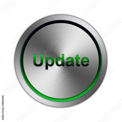Button Update metallic silber mit grünem glow Effekt