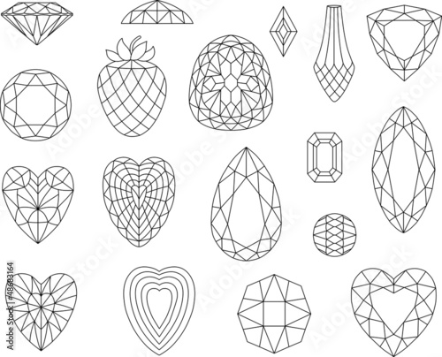 Cut gems isolated on white background