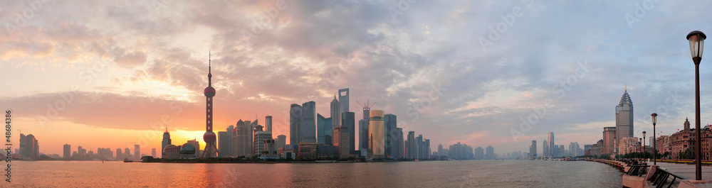 Fototapeta premium Szanghaj rano sylwetka panoramę