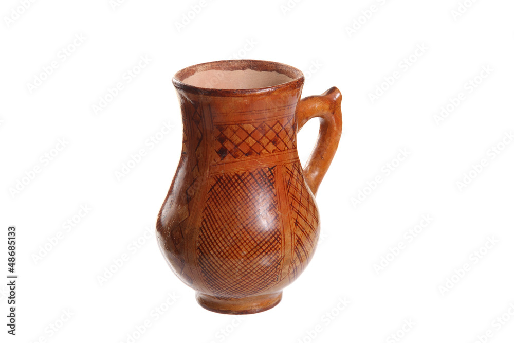 clay Jug on white background