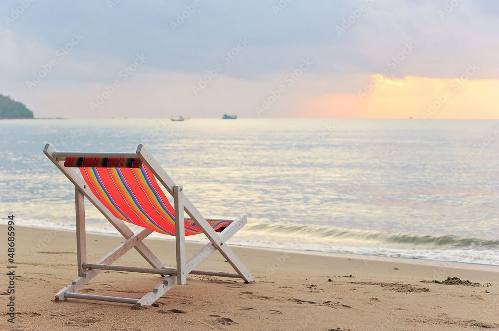 Beach chair on the beach