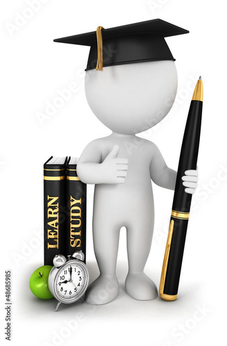 3d white people studious student