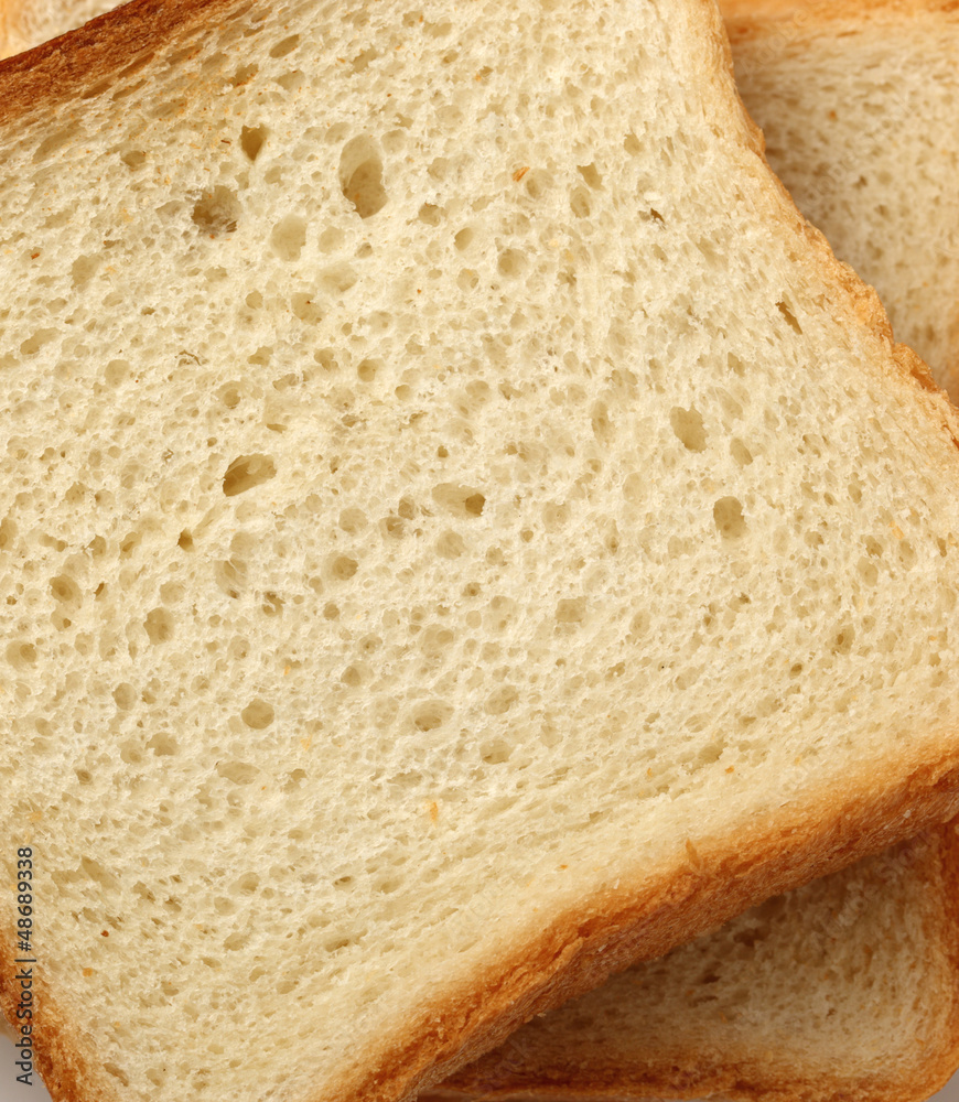 Bread slices on white background